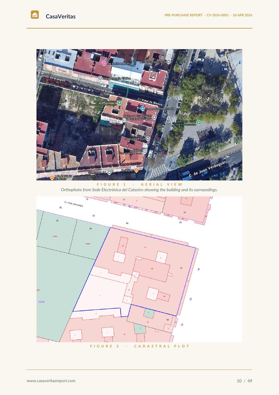 CasaVeritas report — cadastral data and aerial view